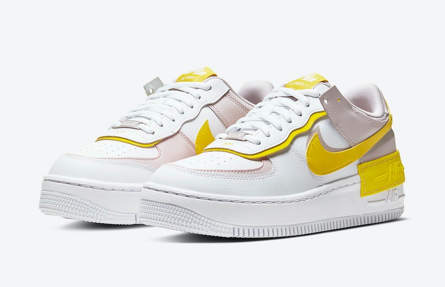 Nike Air Force 1 Shadow белые с желтым 