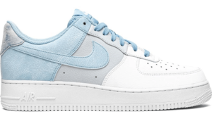 Nike Air Force 1 07 белые с серым и голубым кожаные женские (35-39)